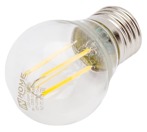 Светодиодная лампа IN HOME LED-ШАР-deco 7Вт 230В Е27 4000К 630Лм прозрачная 4690612016337