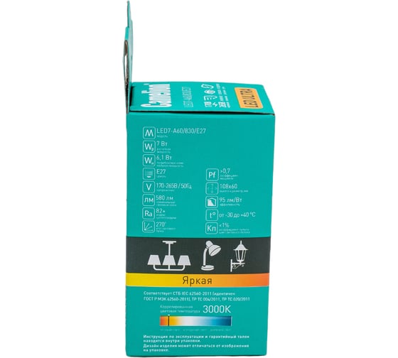 Светодиодная лампа Camelion LED7-A60/830/E27 7Вт 220В 11253