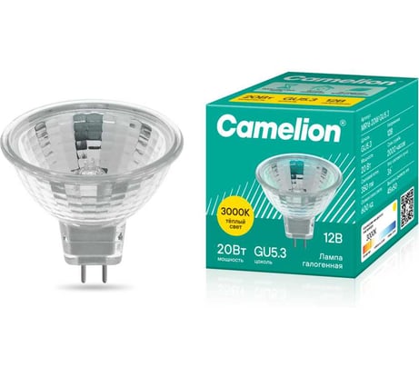 Галогенная лампа Camelion MR-16 20W 12V с защ.стеклом 3059