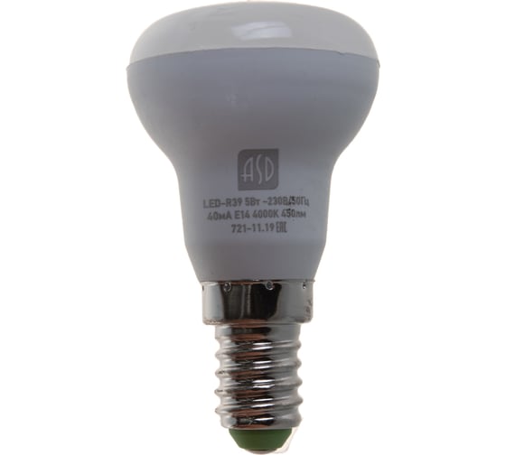 Светодиодная лампа ASD LED-R39-standard 5Вт 230В Е14 4000К 450Лм 4690612006703