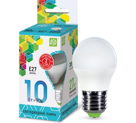 Светодиодная лампа ASD LED-ШАР-standard 10Вт 230В Е27 4000К 900Лм 4690612015620