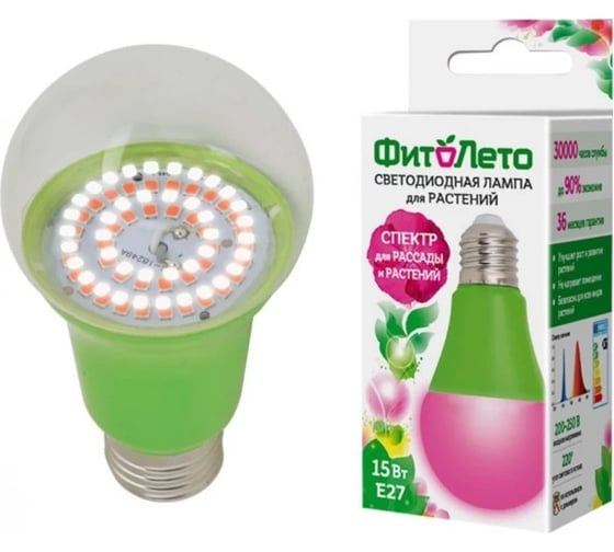 Светодиодная лампа Uniel для растений led-a60-15w/spsb/e27/cl plp30wh UL-00010107