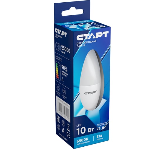 Светодиодная лампа СТАРТ eco ledcandel(свеча) цоколь e27 7w холодный свет 11792