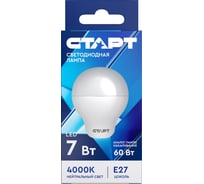 Светодиодная лампа СТАРТ eco ledgls цоколь e27 7w холодный свет 14822