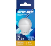 Светодиодная лампа СТАРТ eco ledsphere(шар) цоколь e14 7w теплый свет 11796