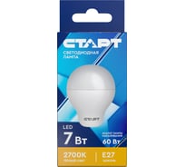 Светодиодная лампа СТАРТ eco ledsphere(шар) цоколь e27 7w теплый свет 11797