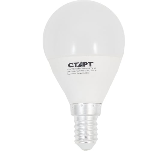 Светодиодная лампа СТАРТ eco ledsphere(шар) цоколь e14 7w холодный свет 11799