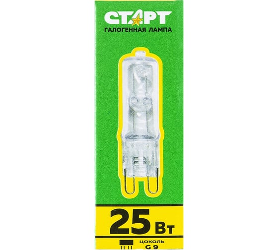 Галогенная лампа СТАРТ капсульного типа цоколь g9 220v 25w прозрачная колба 12393