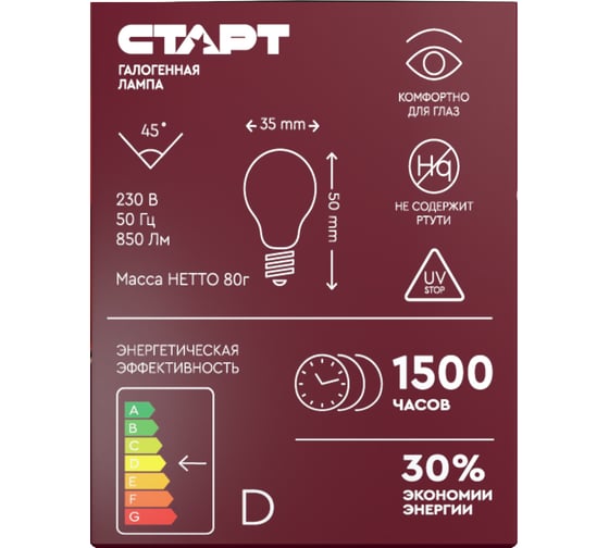 Низковольтная лампа СТАРТ цоколь gu5.3 mr16(рефлектор) 12v 75w exn 12347