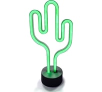 Светодиодный настольный неоновый светильник Apeyron Кактус, цвет свечения зеленый 12-67