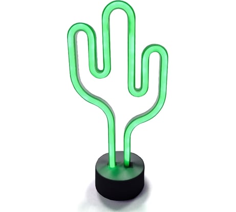 Светодиодный настольный неоновый светильник Apeyron Кактус, цвет свечения зеленый 12-67