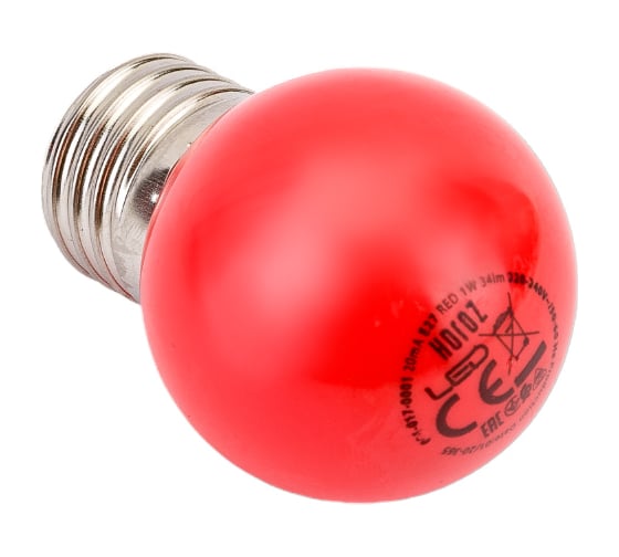 Светодиодная цветная лампа HOROZ ELECTRIC RAINBOW 1W Красный E27 220-240V 001-017-0001 HRZ00002312
