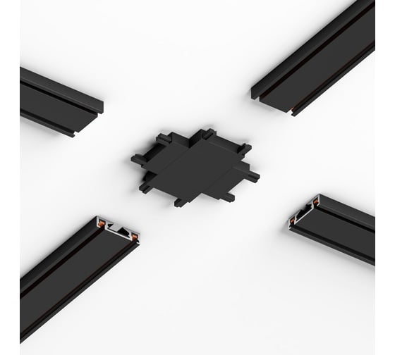 Четырёхсторонний соединитель Elektrostandard Flat magnetic для накладного шинопровода (чёрный) a063738