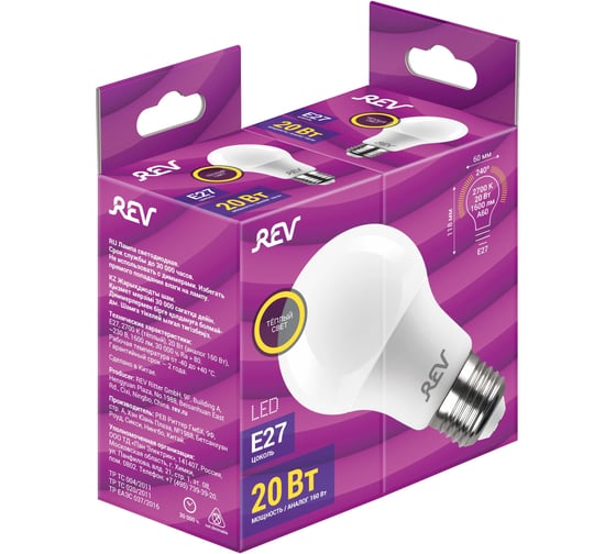 Светодиодная лампа REV A60 Е27 20W, 2700K, 32404 1