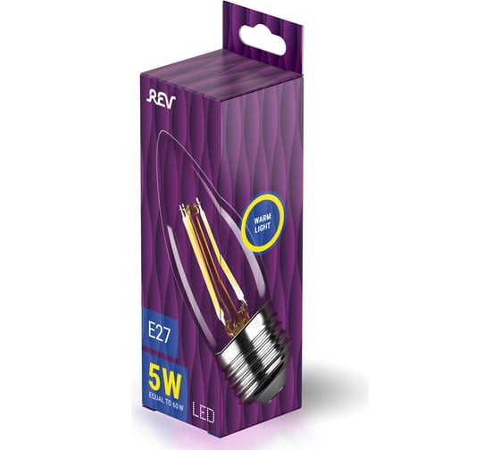 Светодиодная лампа REV FILAMENT свеча, C37, E27, 5W, 2700K, DECO Premium 32424 9