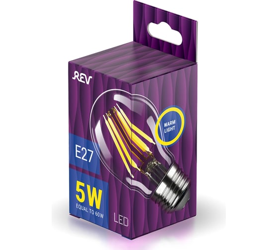 Светодиодная лампа REV FILAMENT груша, A60, E27, 5W, 2700K, DECO Premium 32422 5