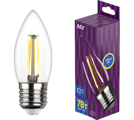 Светодиодная лампа REV FILAMENT свеча, C37, E27, 7W, 2700K, DECO Premium 32425 6