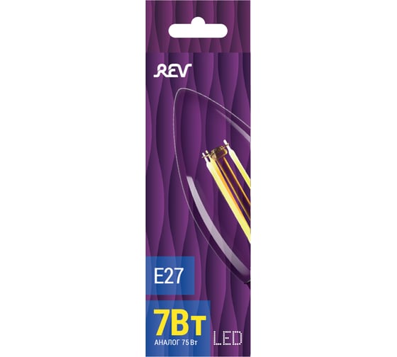 Светодиодная лампа REV FILAMENT свеча, C37, E27, 7W, 2700K, DECO Premium 32425 6