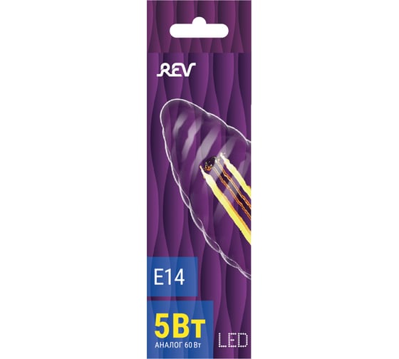 Светодиодная лампа REV FILAMENT свеча витая, TC37, E14, 5W, 2700K, DECO Premium 32430 0