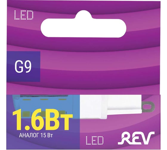 Светодиодная лампа REV JCD G9, 1,6W 3000K, 220V 32439 3