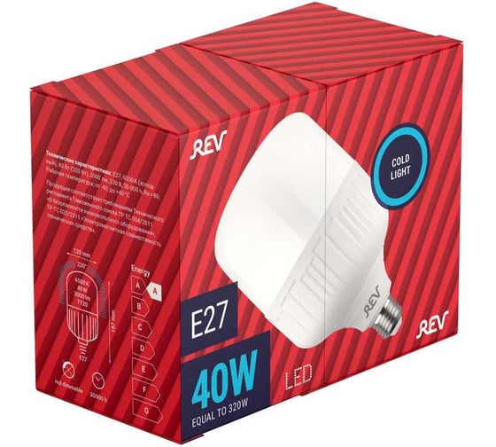 Светодиодная лампа REV T120, E27, 40W, 6500K, PowerMax, дневной свет 32418 8