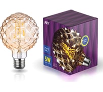 Светодиодная лампа REV VINTAGE GOLD FILAMENT колба "Кристалл" шар, G125, E27, 5W, 2200K, DECO Premium, 32449 2