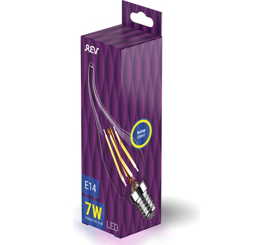 Светодиодная лампа REV FILAMENT свеча на ветру, FC37, E14, 7Вт, 2700K, DECO Premium 32432 4