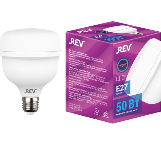 Светодиодная лампа REV T120, E27, 50W, 6500К, PowerMax, дневной свет 32421 8