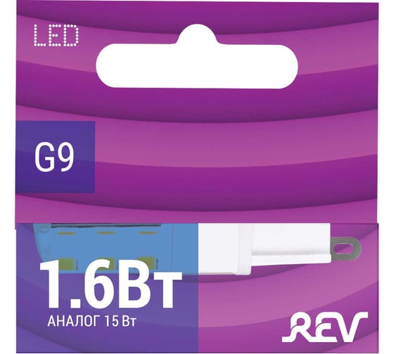 Светодиодная лампа REV JCD G9, 1,6W 4000K, 220V 32440 9