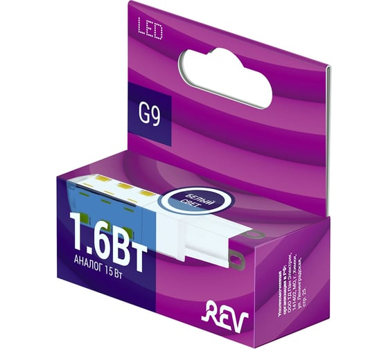 Светодиодная лампа REV JCD G9, 1,6W 4000K, 220V 32440 9