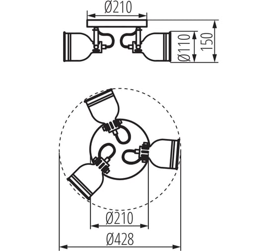 Настенно-потолочный светильник KANLUX derato el-3o b-sr 35644
