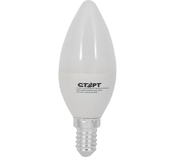 Светодиодная диммируемая лампа СТАРТ в колбе лон LEDCandleE14 7W 40 Dim Rheostat 1