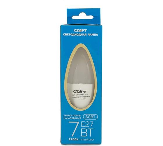 Светодиодная лампа СТАРТ в колбе лон LEDCandleE27 7W 30