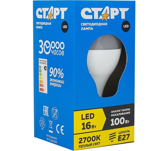Светодиодная лампа в колбе лон СТАРТ LEDGLSE27 16W30