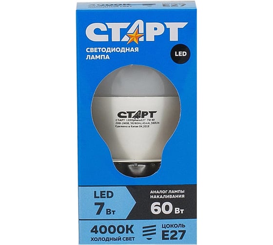 Светодиодная лампа в колбе лон СТАРТ LEDSphereE27 7W40