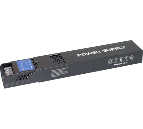 Блок питания интерьерный ELF 12В, 300Вт, плоский металлический перфорированный корпус (черный) ELF-12300BEslim-JH