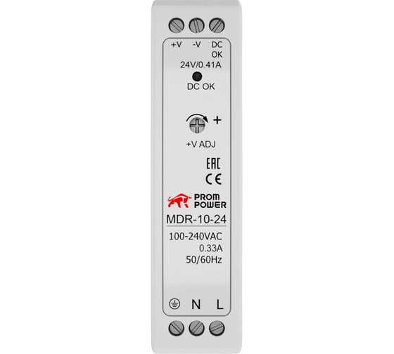 Источник питания Prompower mdr-10-24, на выходе 24 в dc, 0.41a, 10 вт. входное 85-264 в ac (120-370 в dc) MDR1024