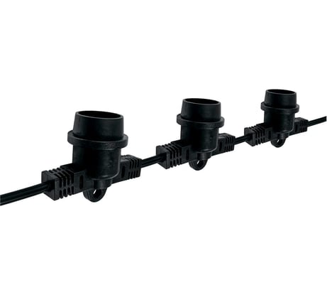 Гирлянда уличная Jazzway "Белт-лайт" PBL-S20/L06+1.5 Black E27 IP65 6м 20ламп 1.5м шнур соединить в линию max750Вт (лампы не в комплекте возможно использовать с фитолампами в теплице) 5040540A