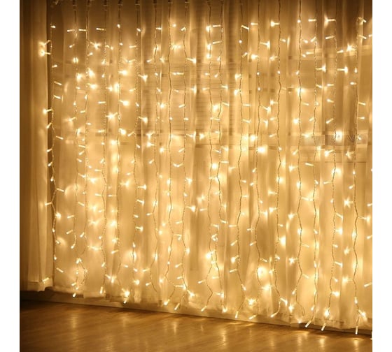 Светодиодная гирлянда Дон Баллон, Занавес 300 Led, 8 режимов, IP14, 3x3 м теплый белый, 1 шт 512043