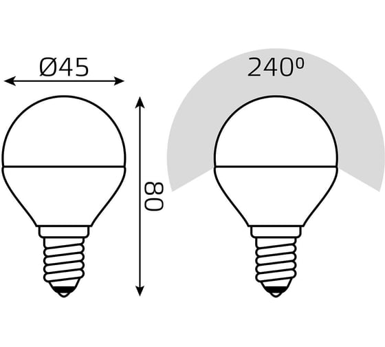 Лампа Gauss LED Шар-dim E14 7W 560lm 3000К 105101107-D
