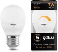 Лампа Gauss LED Шар-dim E27 7W 560lm 3000К 105102107-D