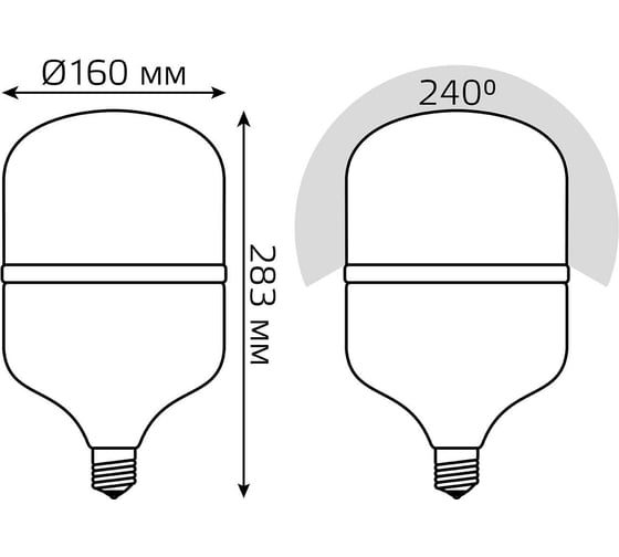 Лампа Gauss Elementary LED T160 E27 60W 5400lm 5400lm 180-240V 4000K 63226