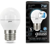 Лампа Gauss LED Шар E27 7W 550Лм 4100K step dimmable SQ 105102207-S