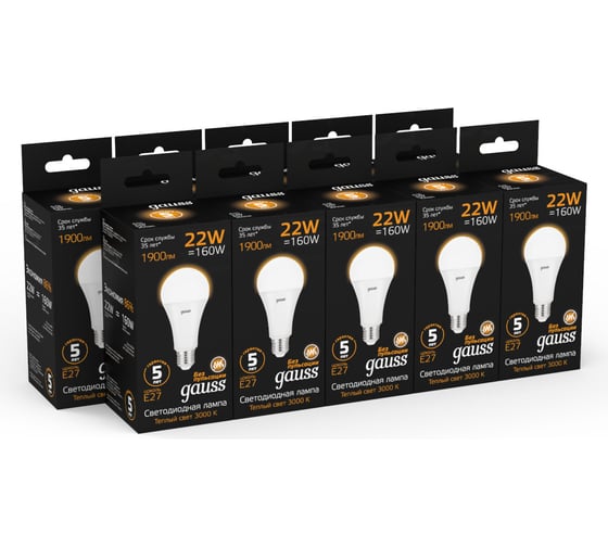 Лампа Gauss LED A70 22W E27 1900Лм 3000K SQ 102502122