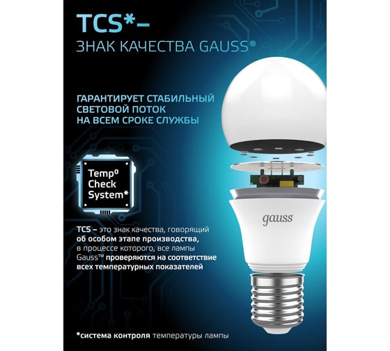 Лампа Gauss LED A70 22W E27 1640Лм 4100K SQ 102502222