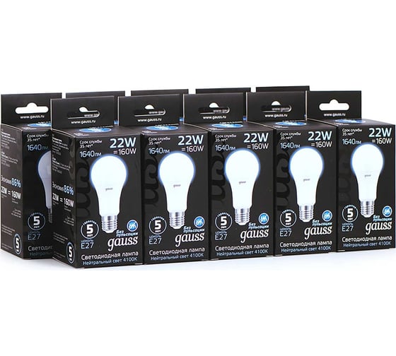Лампа Gauss LED A70 22W E27 1640Лм 4100K SQ 102502222