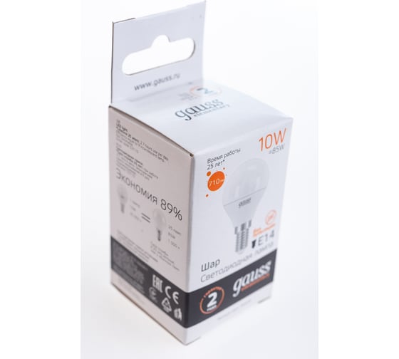 Лампа Gauss LED Elementary Шар 10W E14 880lm 3000K 53110