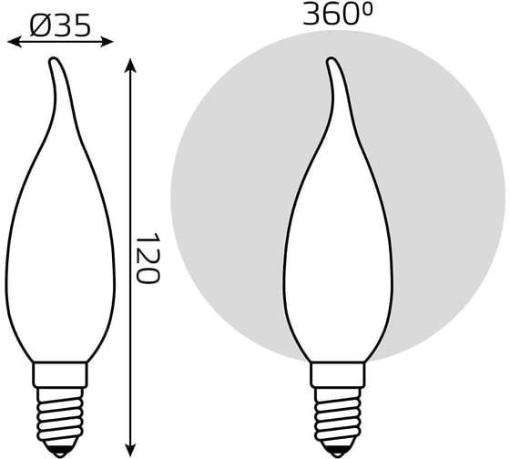 Лампа Gauss LED Filament Свеча на ветру OPAL E14 5W 420Лм 2700К SQ 104201105