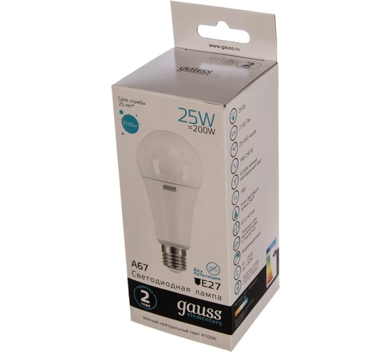 Лампа Gauss LED Elementary A67 25W E27 2100lm 4100K 73225