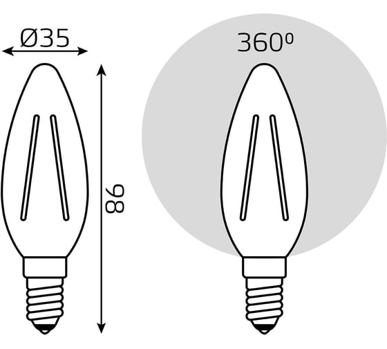 Лампа Gauss LED Filament Свеча E14 7W 580Лм 4100К SQ 103801207-S